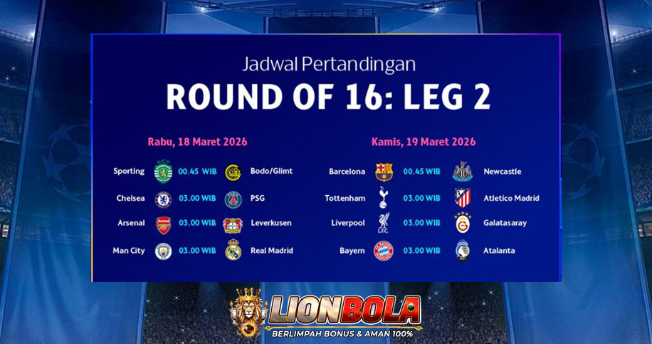 Jadwal Leg Ke-2 Babak 16 Besar Liga Champions 2025/26 dan Prediksi Tim yang Lolos 8 Besar